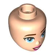 Minidoll Head, Dark Brown Eyebrows, Bright Light Blue Eyes, Dark Pink Lips