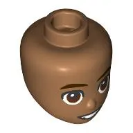 Minidoll Head Reddish Brown Eyebrows, Brown Eyes, Smile