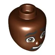 Minidoll Head, Thick Eyebrows, Light Bluish Grey Eyes, Scared Open Mouth