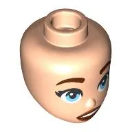 Minidoll Head, Reddish Brown Eyebrows, Bright Light Blue Eyes, Dark Red Lips, Open Scared Mouth