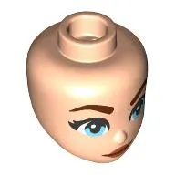 Minidoll Head, Reddish Brown Eyebrows, Bright Light Blue Eyes, Dark Red Lips, Closed Mouth