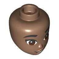 Minidoll Head, Black Eyebrows, Reddish Brown Eyes, Peach Lips, Open Mouth Smile