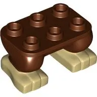 Feet, 2 x 3 x 2/3 with 6 Studs on Top with Tan Toes pattern