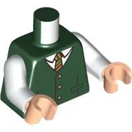 Torso, Jacket, White Shirt, Tan/Dark Red/Dark Green Tie print, White Arms, Light Nougat Hands