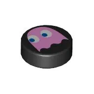 Tile Round 1 x 1 with Bright Pink Ghost print