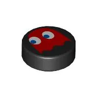 Tile Round 1 x 1 with Red Ghost print