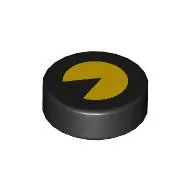 Tile Round 1 x 1 with Yellow PAC MAN print
