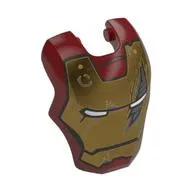 Headwear Accessory Visor Top Hinge, Rounded, with Gold Armor with White Eyes, Scratch Print (Iron Man)