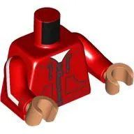 Torso, Jacket, Zipper, Pockets, Hoody, White Shirt print, Red Arms, Medium Nougat Hands