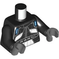 Torso, Race Suit, Dark Blue/White Patches, 'PAGANI' print, Black Arms, Dark Bluish Gray Hands