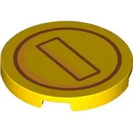Tile Round 3 x 3 with Dark Red Circle, Rectangle print (Mario Coin)