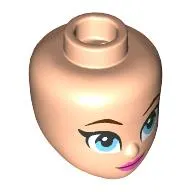 Minidoll Head, Dark Brown Eyebrows, Bright Light Blue, Dark Pink Lips, Closed Mouth