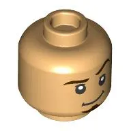 Minifig Head Flynn Rider, Reddish Brown Eyebrows, Goutee, Raised Eyebrow, Smirk / Innocent Smile print