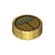 Tile Round 1 x 1 with Gold Scarab, Blue Spots print