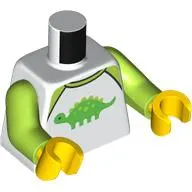 Torso, Shirt, Lime Trim, Green Ankylosaurus print, Lime Arms, Yellow Hands