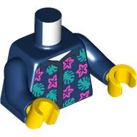 Torso, Hawaiian Shirt, Dark Pink Stars, Sand Green Leaves print, Dark Blue Arms, Yellow Hands
