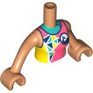 Minidoll Torso Woman with Coral/Yellow Shirt, Dark Blue Whale print, Nougat Arms and Hands
