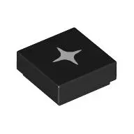 Tile 1 x 1 with White Star print