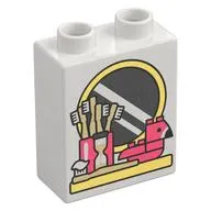 Duplo Brick 1 x 2 x 2 with Bathroom Mirror, Toothbrushes print