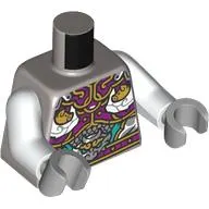Torso, Gold/Dark Purple/Dark Turquoise Asian Decorations print, White Arms, Light Bluish Gray Hands