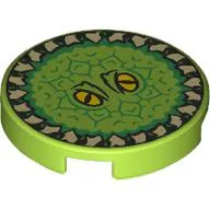 Tile Round 2 x 2 with Circle of Teeth, Yellow Eyes print