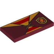 Tile 2 x 4 with Dark Red Tunic, Yellow/Red Striped Shirt print
