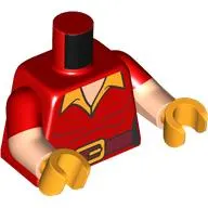 Torso, Dual Molded Arms, Tunic, Dark Red Belt, Gold Belt Buckles, Bright Light Orange Collar print, Red Sleeves Pattern, Light Nougat Arms, Bright Light Orange Hands