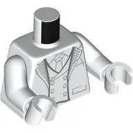 Torso, Tuxedo, White Vest, Shirt, Light Bluish Grey Trim, Buttons, Tie print, White Arms and Hands