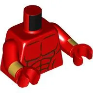 Torso Bare Chest, Muscles print, Red Arms and Hands with Gold Bands Print