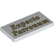 Tile 2 x 4 with Gold 'Expecto Patronum' print