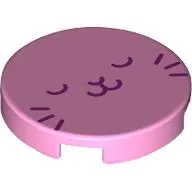 Tile Round 2 x 2 with Dark Purple Cat Face print
