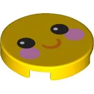 Tile Round 2 x 2 with Smiley Face, Bright Light Pink Cheeks print