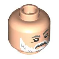 Minifig Head Baylan Skoll, Dark Bluish Grey Eyebrows, White Beard, Stern / Open Mouth Angry
