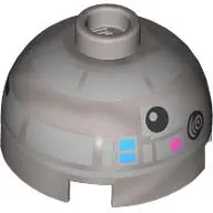 Brick Round 2 x 2 Dome Top, Vented Stud with Dark Azure Squares Astromech Droid Print (R2-BHD)