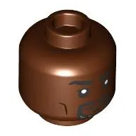 Minifig Head Goliath, Black eyebrows, Beard, Mustache, Angry / Smirk print