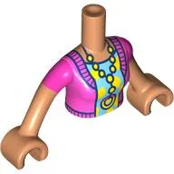 Minidoll Torso Woman with Magenta Sweater, Medium Azure/Yellow Shirt, Necklace print, Nougat Arms and Hands