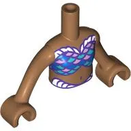 Minidoll Torso Girl with Dark Blue/Dark Turquoise/Lavender/Dark Purple Bikini print, Medium Nougat Arms and Hands