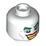 Minifig Head Joker, Green Eyelashes, Light Bluish Grey Eyeshadow, Red Lips, Bright Light Yellow Teeth Grin