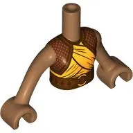 Minidoll Torso Girl with Reddish Brown/Bright Light Orange Dress, Belt print Medium Nougat Arms and Hands