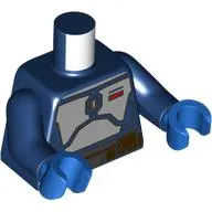 Torso, Light Bluish Grey Chest Plates, Red Decoration, Dark Brown Utility Belt print, Dark Blue Arms, Blue Hands