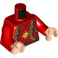 Torso, Black Trim, Ruffles, Yellow Sun print, Red Arms, Light Nougat Hands