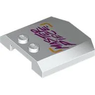 Brick Wedged, Curved Triple 4 x 4 x 2/3 with 2 Studs with Magenta 'MASTERPIECE' print