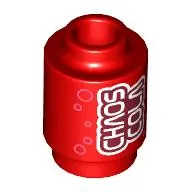 Brick Round 1 x 1 Open Stud with White 'CHAOS COLA' print