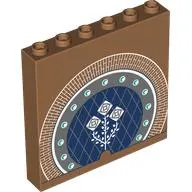 Panel 1 x 6 x 5 with White Roses, Dark Blue Round Window, Pearls, Masonry print