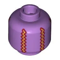 Minifig Head (No Face), Gold and Dark Red Zigzag Lines Print (Purse)