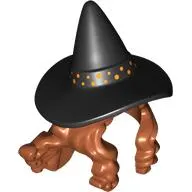 Hair and Hat, Black Witches Hat, Bright Light Yellow Dots print