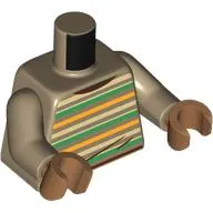 Torso, Tan/Green/Orange Striped Shirt, Dark Tan Arms, Medium Nougat Hands