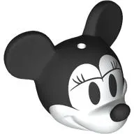 Minifig Head Special with Black Mouse Ears and Nose, White Face, Eyelashes, Eyelids print