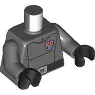 Torso, Republican Admiral Uniform, Blue/Red Badge, Black Belt print, Dark Bluish Gray Arms, Black Hands