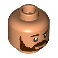 Minifig Head Dark Brown Eyebrows, Thick Beard, Smile, Open Mouth/Closed Mouth